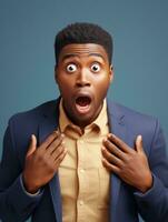 Young man with African features who appears to be shocked AI Generative photo