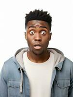 Young man with African features who appears to be shocked AI Generative photo