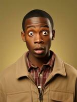 Young man with African features who appears to be shocked AI Generative photo