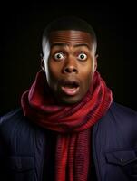 Young man with African features who appears to be shocked AI Generative photo