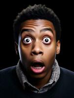 Young man with African features who appears to be shocked AI Generative photo