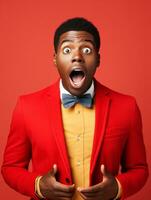 Young man with African features who appears to be shocked AI Generative photo