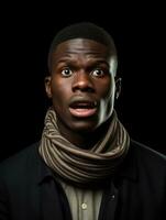 Young man with African features who appears to be shocked AI Generative photo