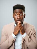 Young man with African features who appears to be shocked AI Generative photo