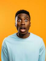 Young man with African features who appears to be shocked AI Generative photo