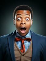 Young man with African features who appears to be shocked AI Generative photo