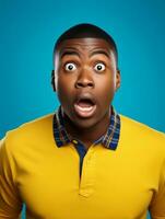 Young man with African features who appears to be shocked AI Generative photo