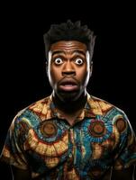 Young man with African features who appears to be shocked AI Generative photo