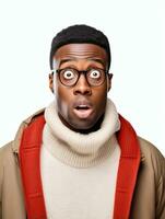 Young man with African features who appears to be shocked AI Generative photo