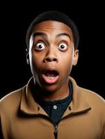 Young man with African features who appears to be shocked AI Generative photo