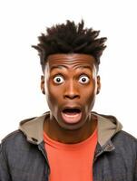 Young man with African features who appears to be shocked AI Generative photo