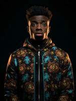 Young man with African features who appears to be shocked AI Generative photo
