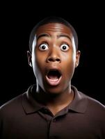 Young man with African features who appears to be shocked AI Generative photo