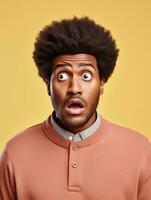 Young man with African features who appears to be shocked AI Generative photo