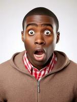 Young man with African features who appears to be shocked AI Generative photo