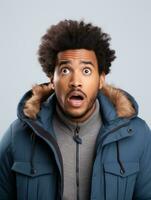 Young man with African features who appears to be shocked AI Generative photo