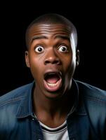 Young man with African features who appears to be shocked AI Generative photo