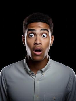 Young man with African features who appears to be shocked AI Generative photo