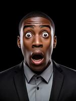 Young man with African features who appears to be shocked AI Generative photo