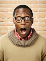 Young man with African features who appears to be shocked AI Generative photo