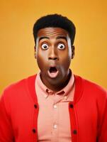 Young man with African features who appears to be shocked AI Generative photo