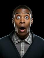 Young man with African features who appears to be shocked AI Generative photo