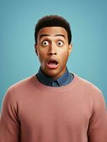 Young man with African features who appears to be shocked AI Generative photo