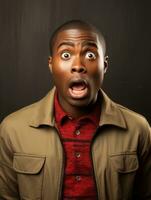 Young man with African features who appears to be shocked AI Generative photo