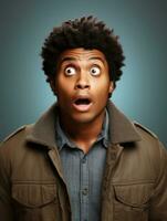 Young man with African features who appears to be shocked AI Generative photo