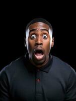 Young man with African features who appears to be shocked AI Generative photo