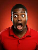 Young man with African features who appears to be shocked AI Generative photo