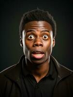 Young man with African features who appears to be shocked AI Generative photo