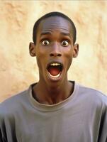 Young man with African features who appears to be shocked AI Generative photo