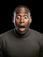 Young man with African features who appears to be shocked AI Generative photo