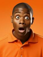 Young man with African features who appears to be shocked AI Generative photo