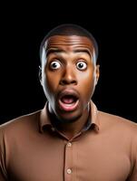 Young man with African features who appears to be shocked AI Generative photo