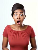 Young woman with African features who appears to be schocked AI Generative photo