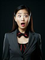 Young woman with Asian features who appears to be schocked AI Generative photo