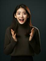 Young woman with Asian features who appears to be schocked AI Generative photo