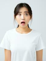 Young woman with Asian features who appears to be schocked AI Generative photo