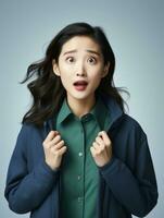 Young woman with Asian features who appears to be schocked AI Generative photo