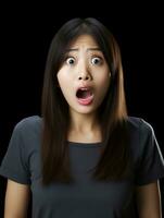 Young woman with Asian features who appears to be schocked AI Generative photo