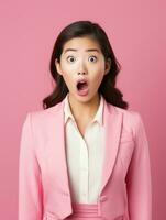 Young woman with Asian features who appears to be schocked AI Generative photo