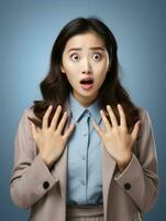 Young woman with Asian features who appears to be schocked AI Generative photo
