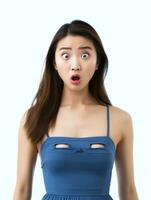 Young woman with Asian features who appears to be schocked AI Generative photo