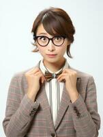 Young woman with Asian features who appears to be schocked AI Generative photo