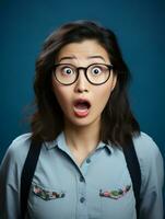 Young woman with Asian features who appears to be schocked AI Generative photo