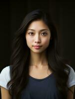 Young woman with Asian features who appears to be schocked AI Generative photo