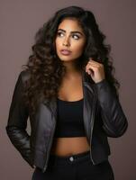 Young woman with Brazilian features who appears to be schocked AI Generative photo