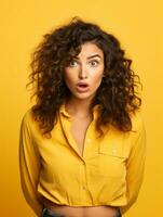 Young woman with Brazilian features who appears to be schocked AI Generative photo